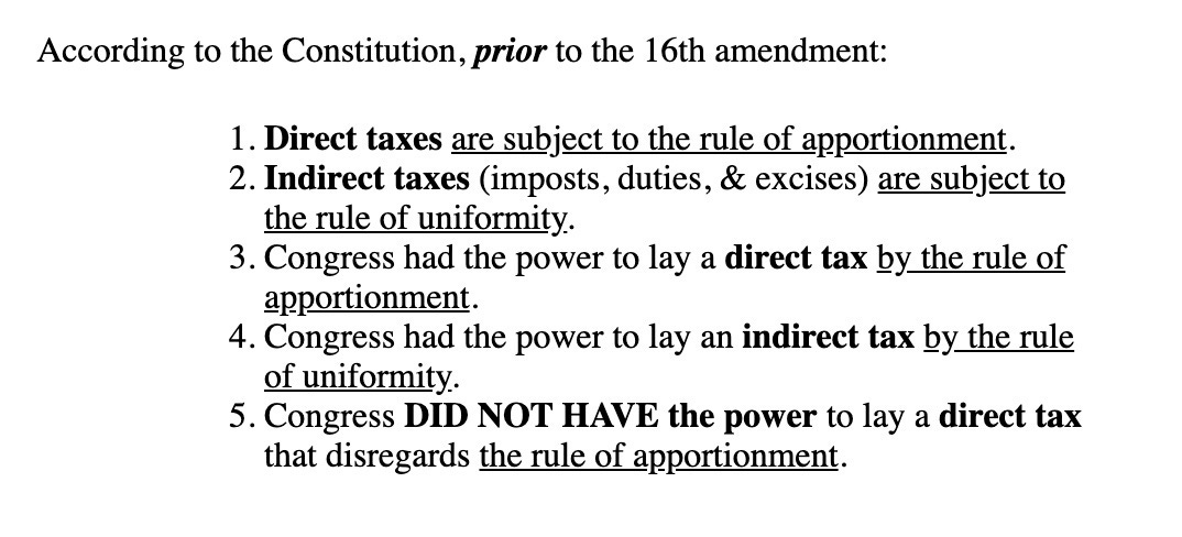Taxes Prior to 16th Amendment